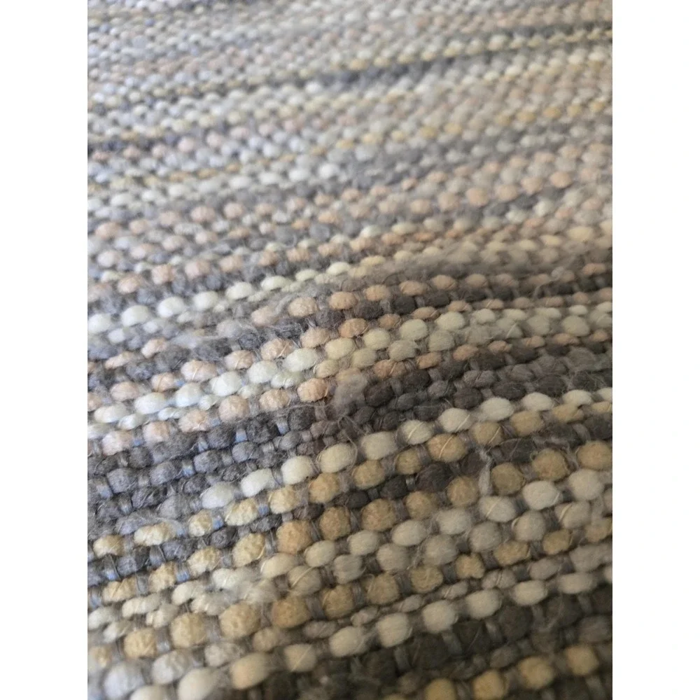 Altar'D State Striped Fringed Afghan, 100% Acrylic Lap Throw, Gray Tan White